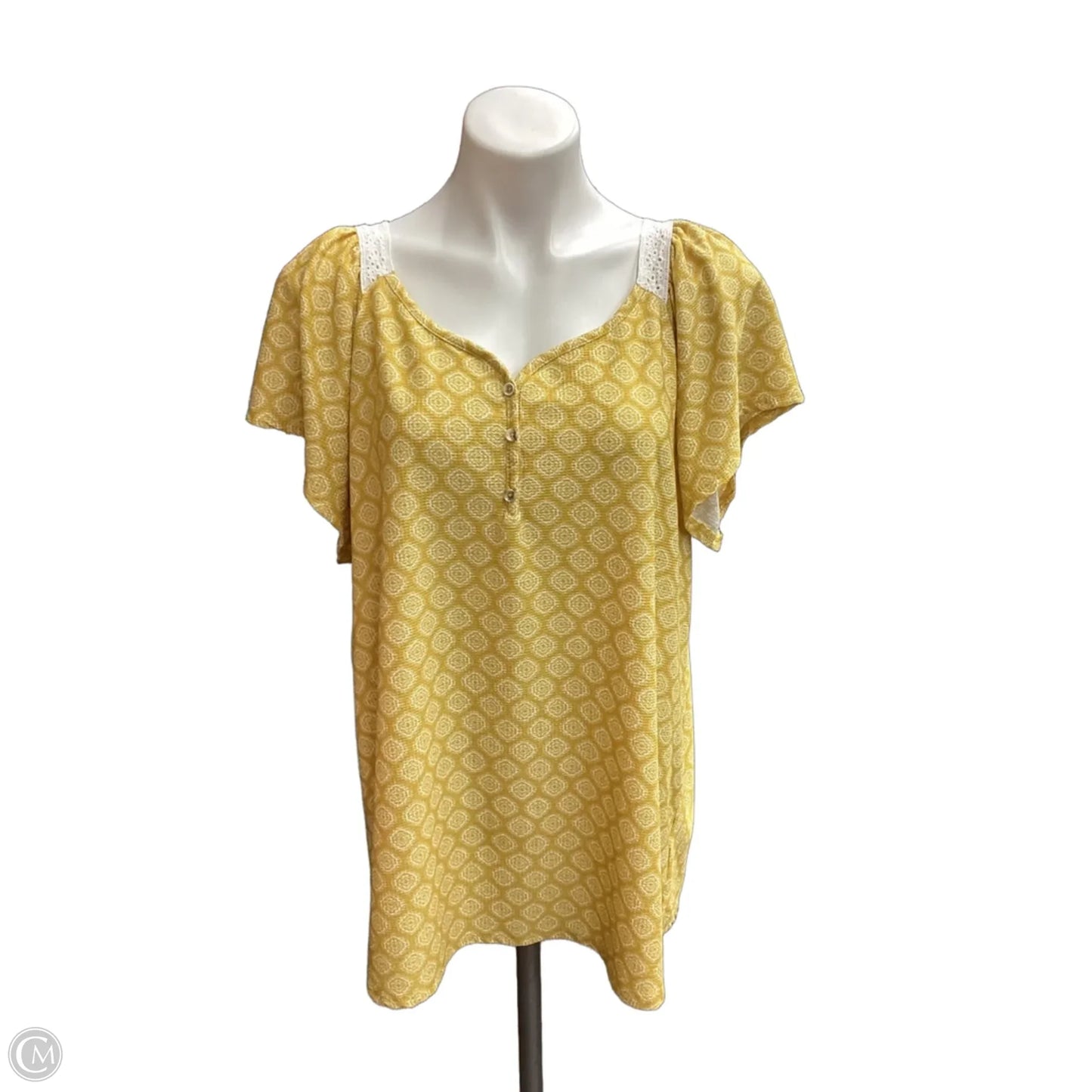 Top Short Sleeve By Cure In Yellow, Size: 2x