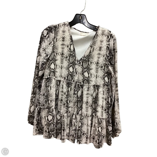 Blouse Long Sleeve By Altard State In Snakeskin Print, Size: Xs