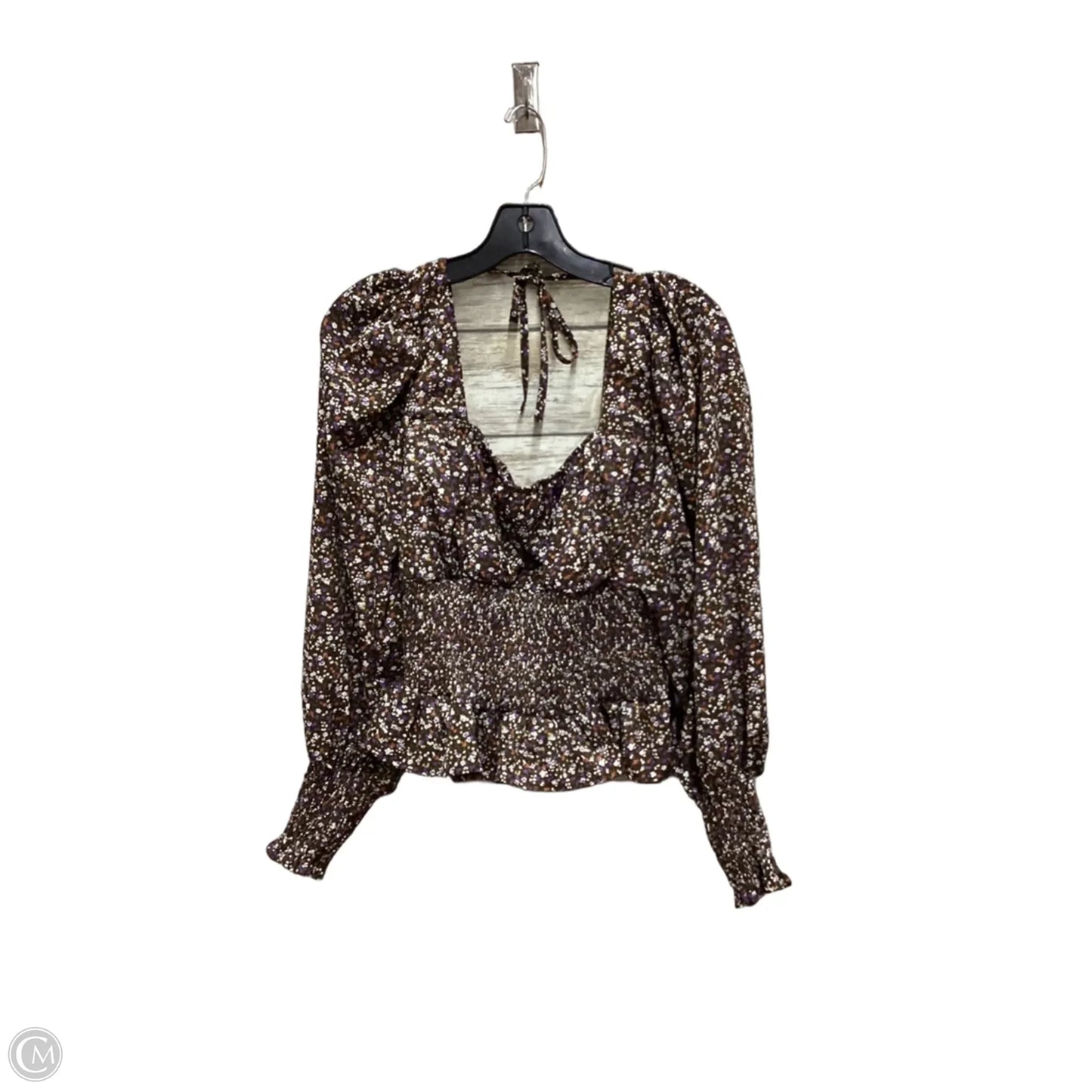 Top Long Sleeve By She + Sky In Brown, Size: L