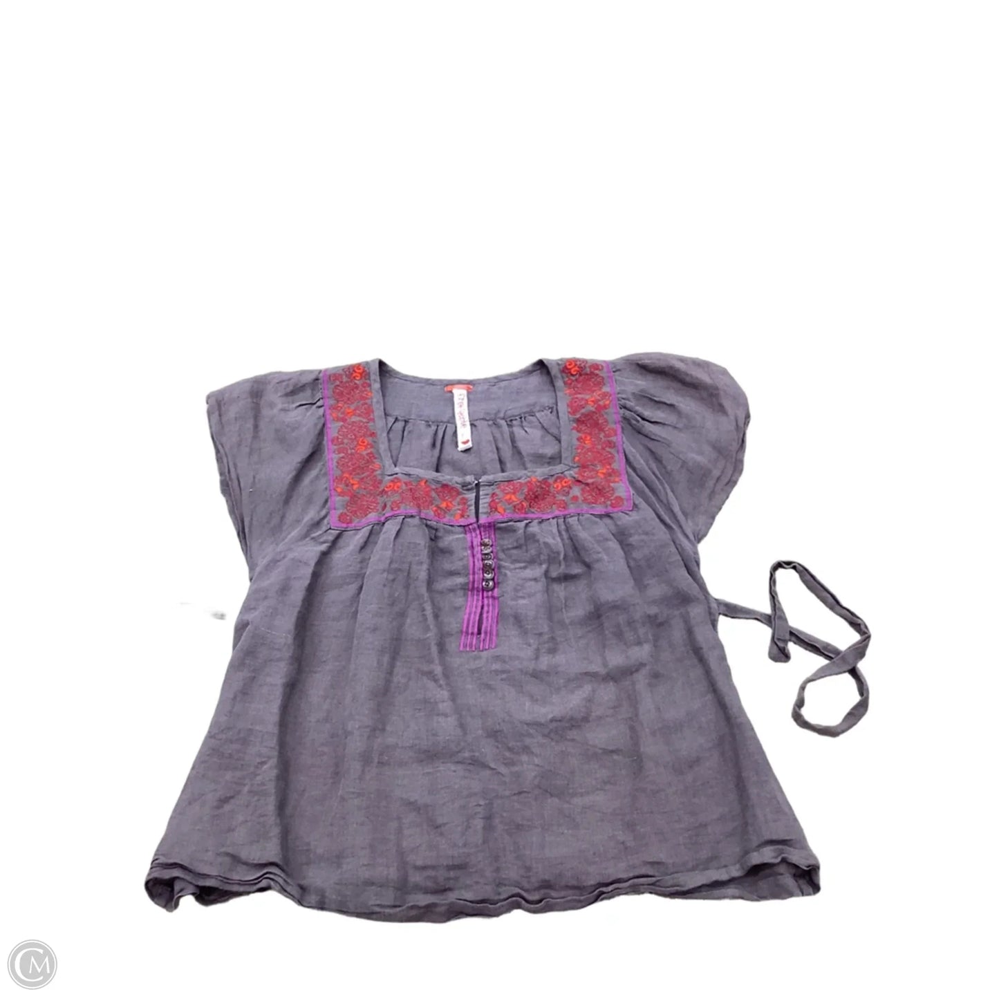 Top Short Sleeve By Free People In Brown & Red, Size: L