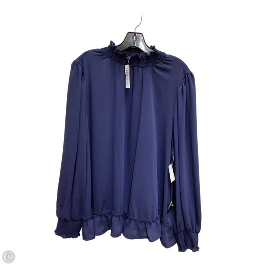 Blouse Long Sleeve By Torrid In Navy, Size: 2x