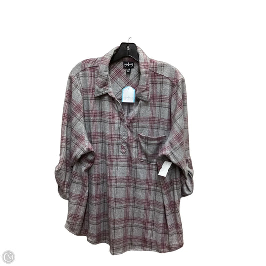 Top Long Sleeve By Clothes Mentor In Grey & Purple, Size: 3x