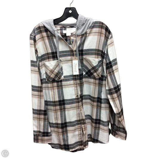 Top Long Sleeve By Natural Reflections In Plaid Pattern, Size: Xl