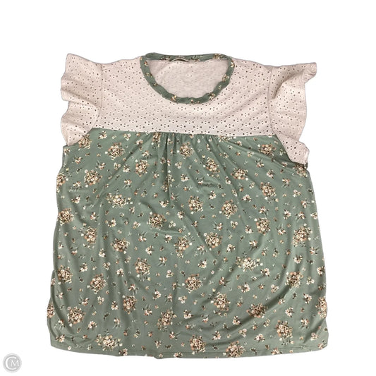 Top Short Sleeve By Haptics In Cream & Green, Size: L