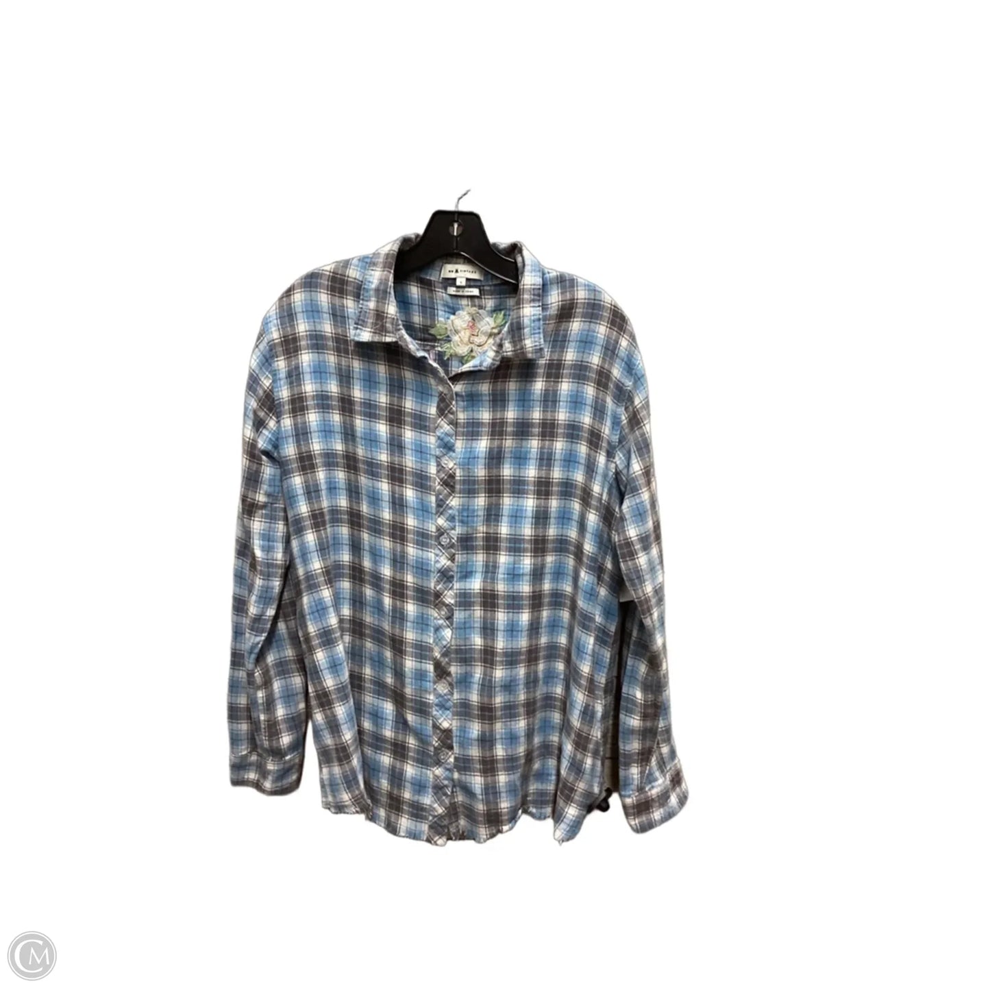 Top Long Sleeve By Clothes Mentor In Plaid Pattern, Size: L