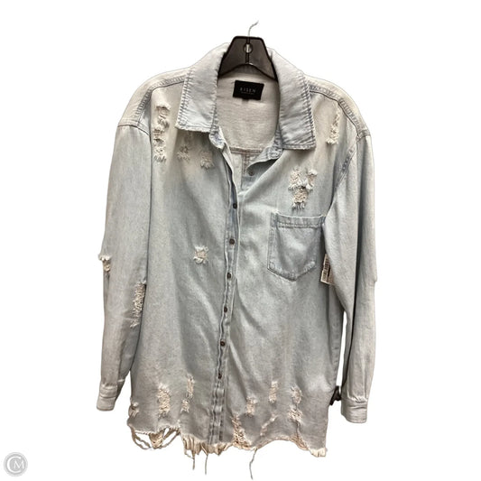Top Long Sleeve By Risen In Blue Denim, Size: S