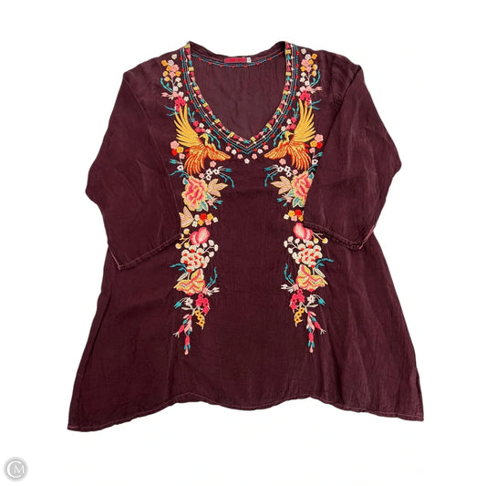 Blouse 3/4 Sleeve By Johnny Was In Purple, Size: M