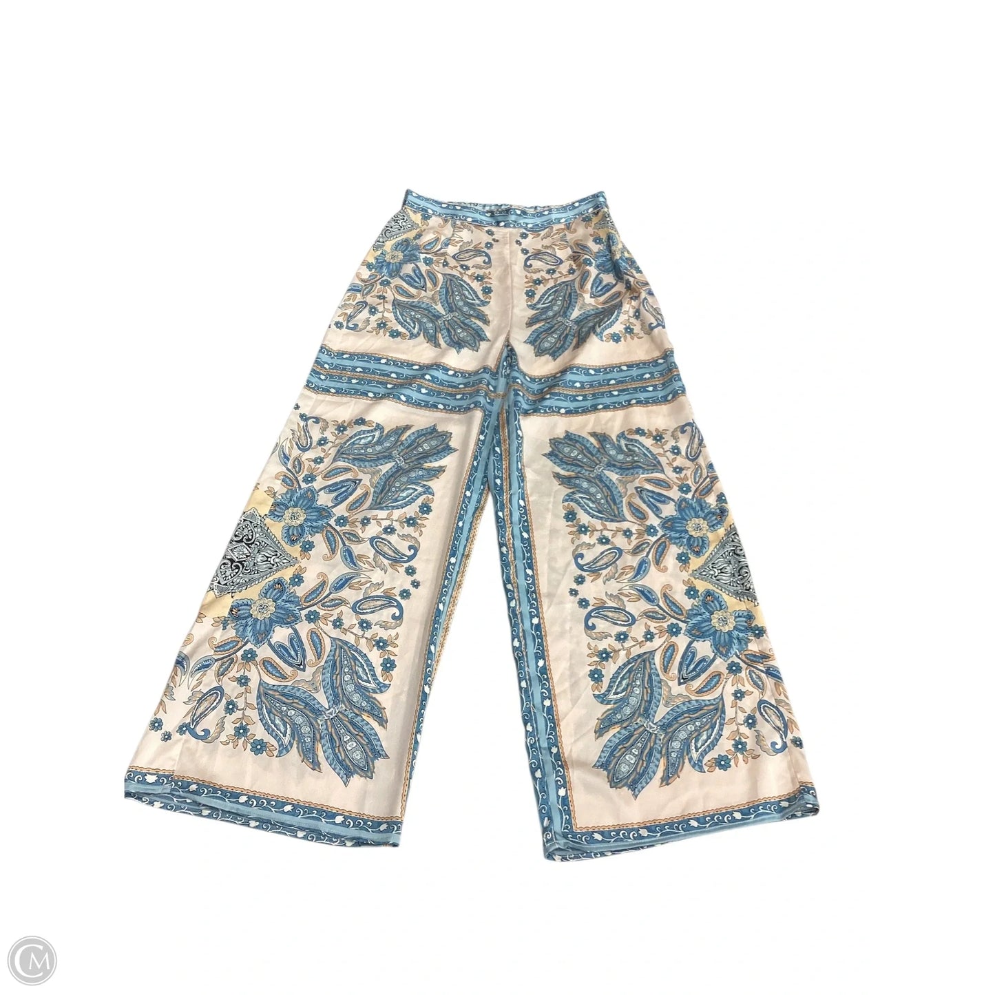 Pants Wide Leg By Vici In Blue & Cream, Size: L