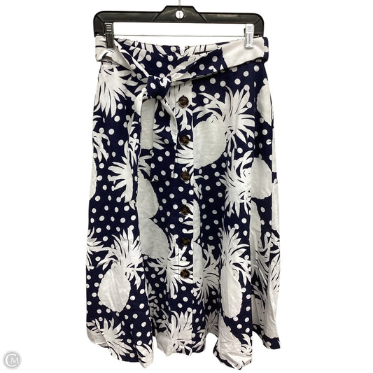 Skirt Midi By Ann Taylor In Blue & White, Size: 4