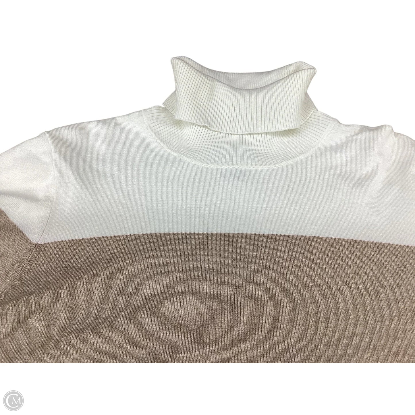 Top Long Sleeve By Calvin Klein In Beige, Size: Xl