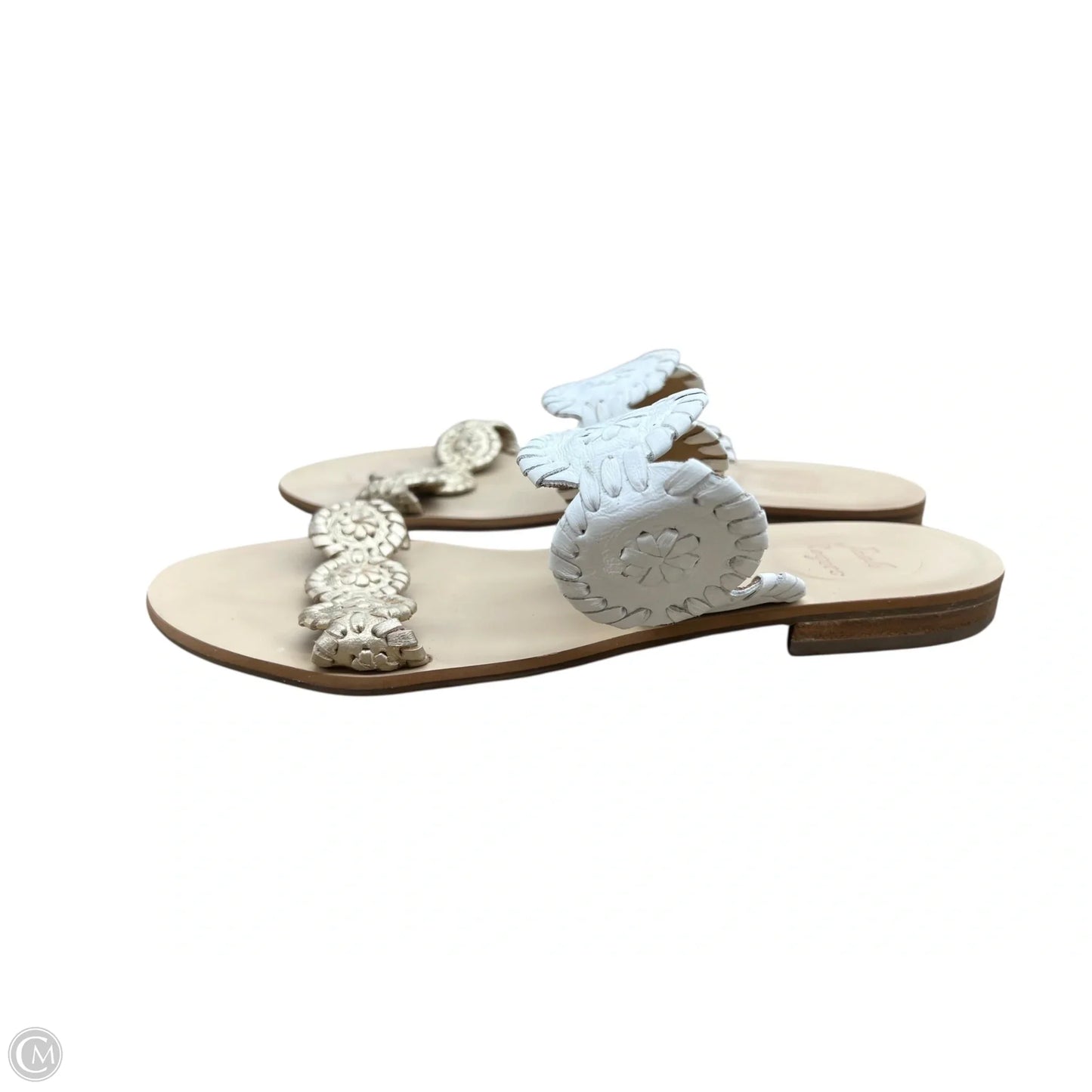 Sandals Flip Flops By Jack Rogers In Gold & White, Size: 8