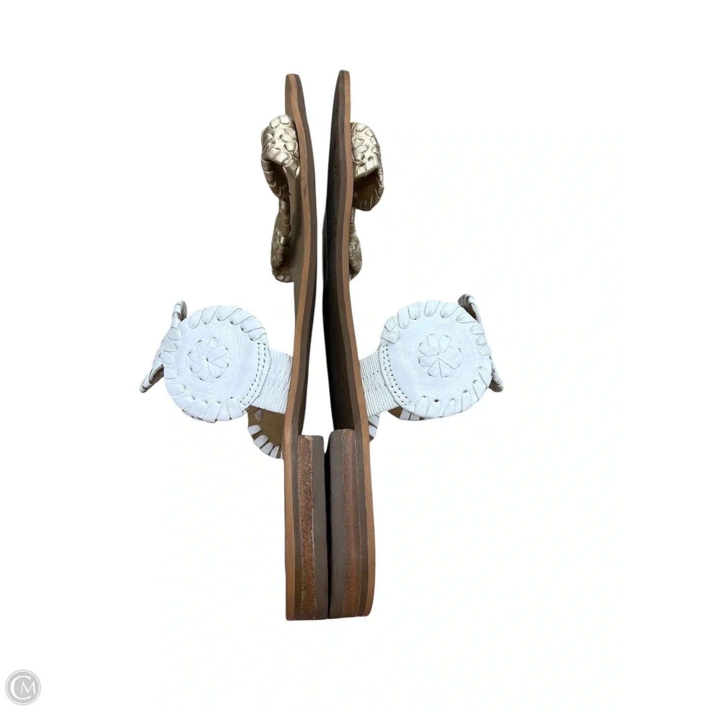 Sandals Flip Flops By Jack Rogers In Gold & White, Size: 8
