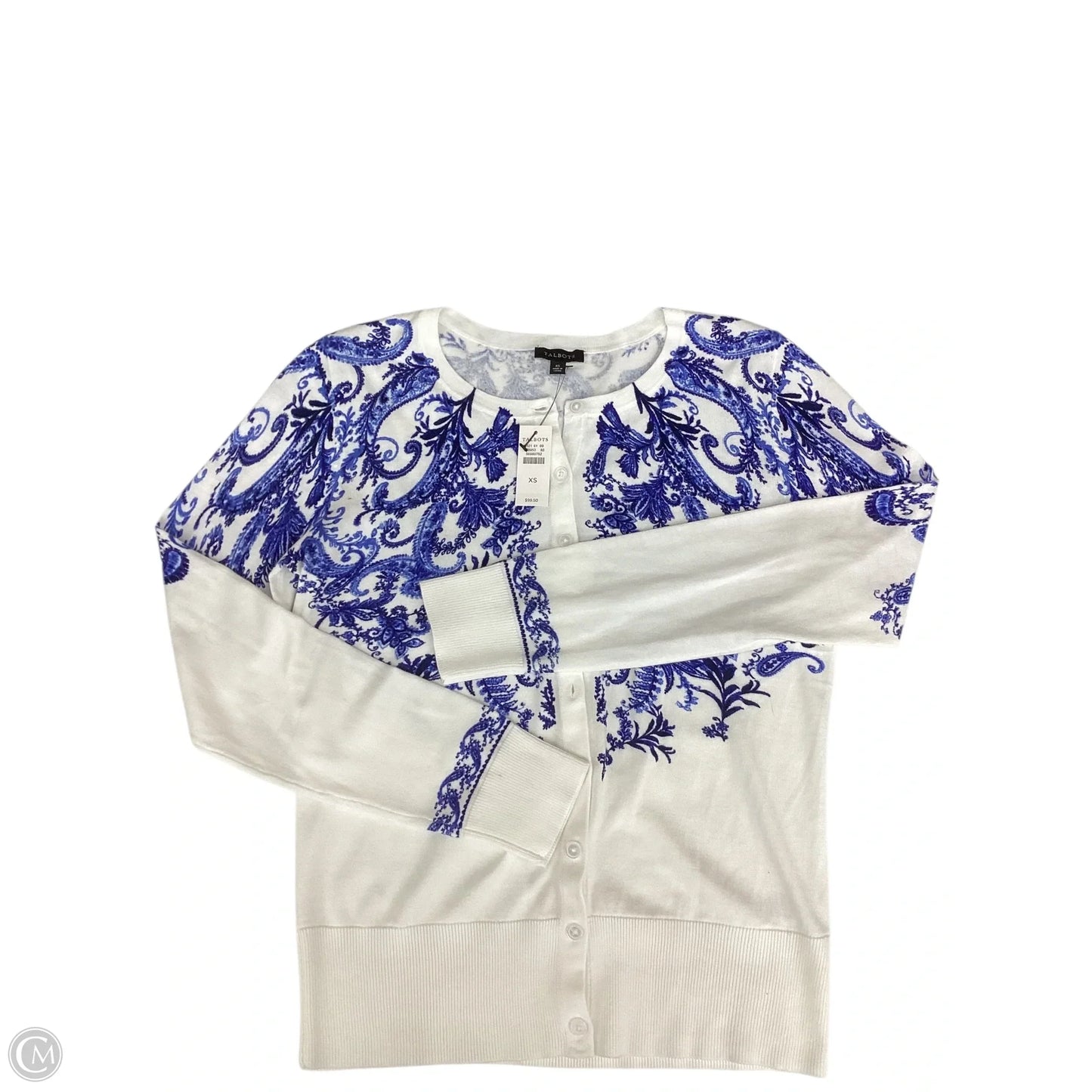 Cardigan By Talbots In Blue & White, Size: Xs