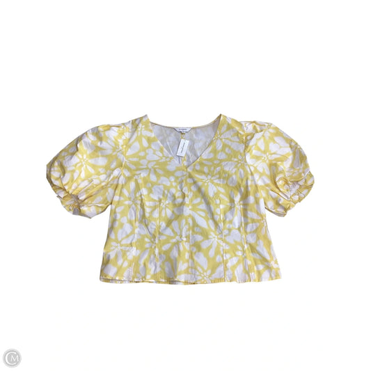 Top Short Sleeve By Banana Republic In White & Yellow, Size: 18