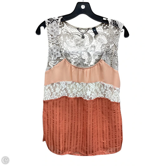 Top Sleeveless By Bke In Cream & Orange, Size: M
