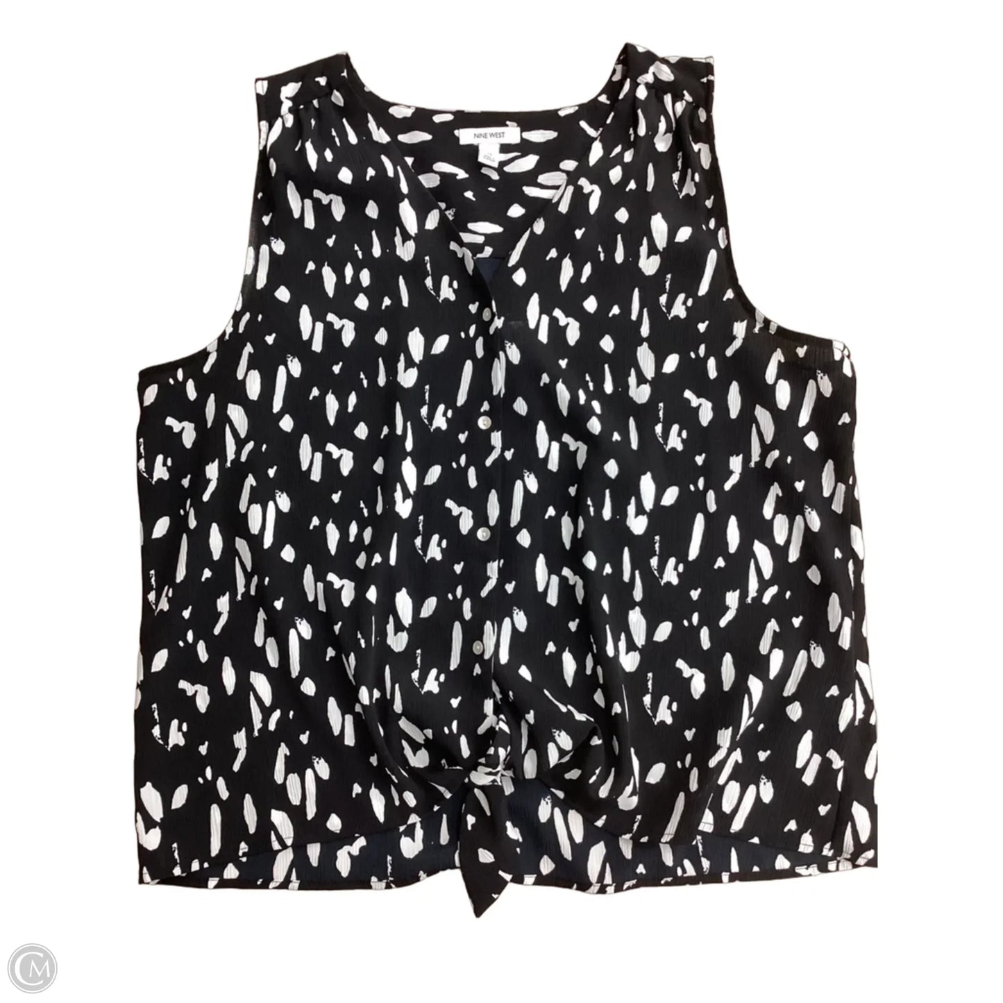 Blouse Sleeveless By Nine West In Black & White, Size: Xl