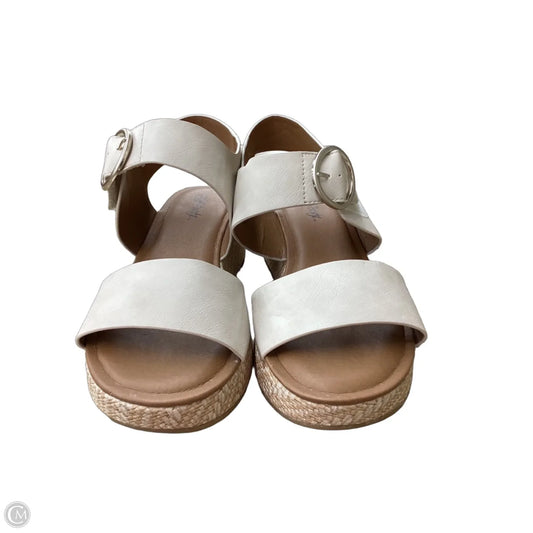 Sandals Heels Wedge By Sofft In Beige, Size: 9