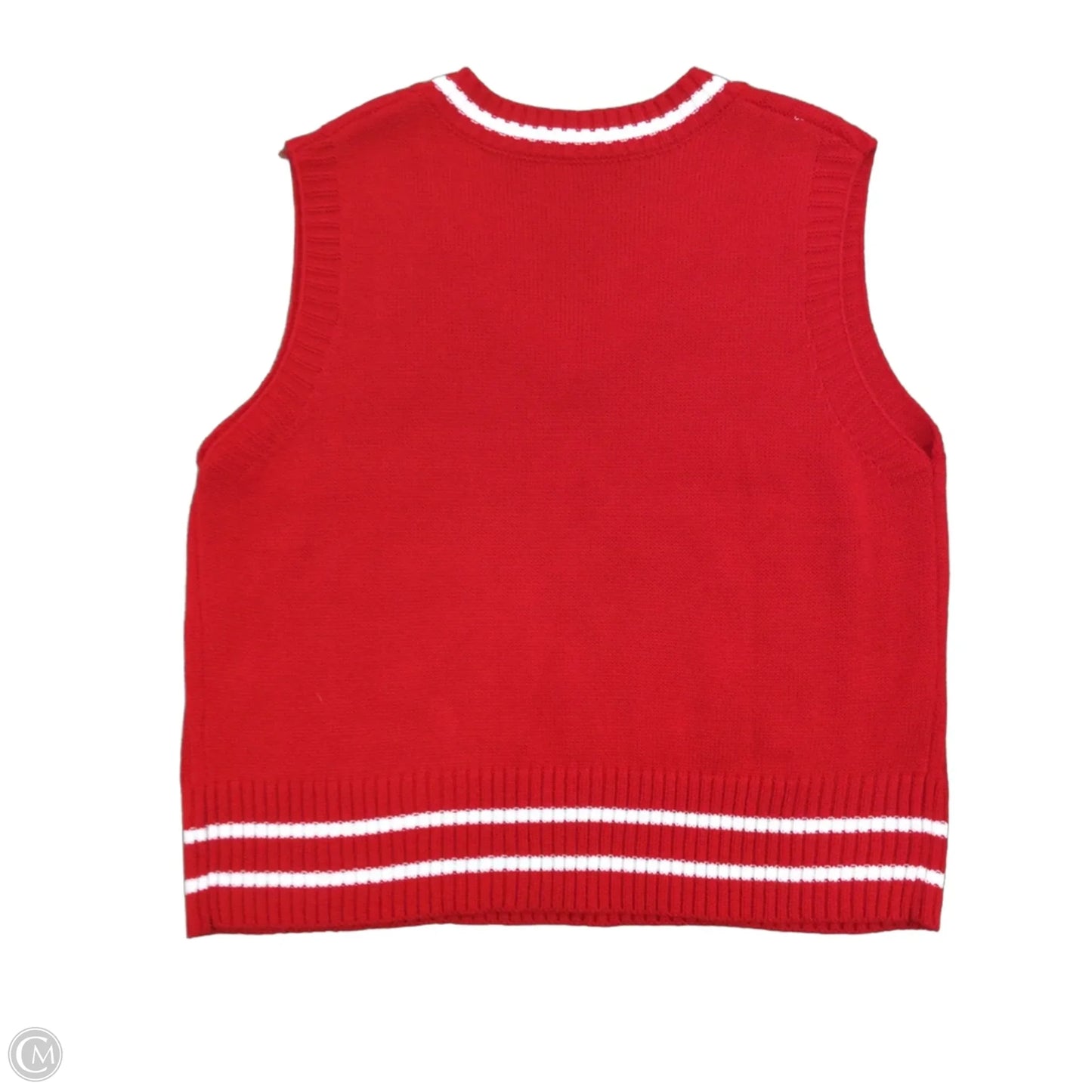 Vest Sweater By Clothes Mentor In Red & White, Size: Xl