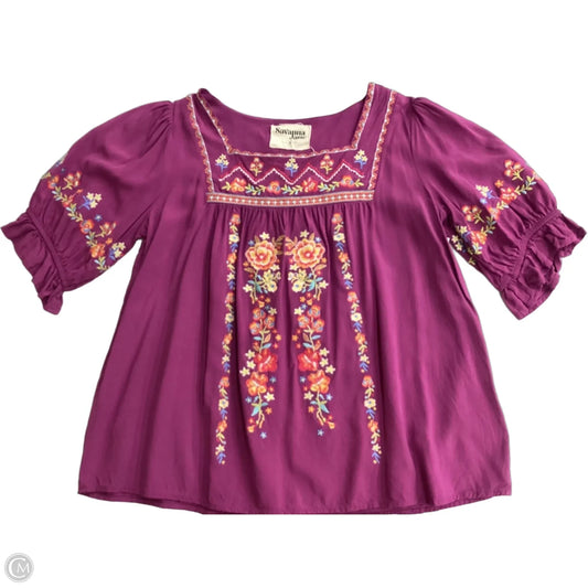 Top Short Sleeve By Savanna Jane In Purple, Size: S