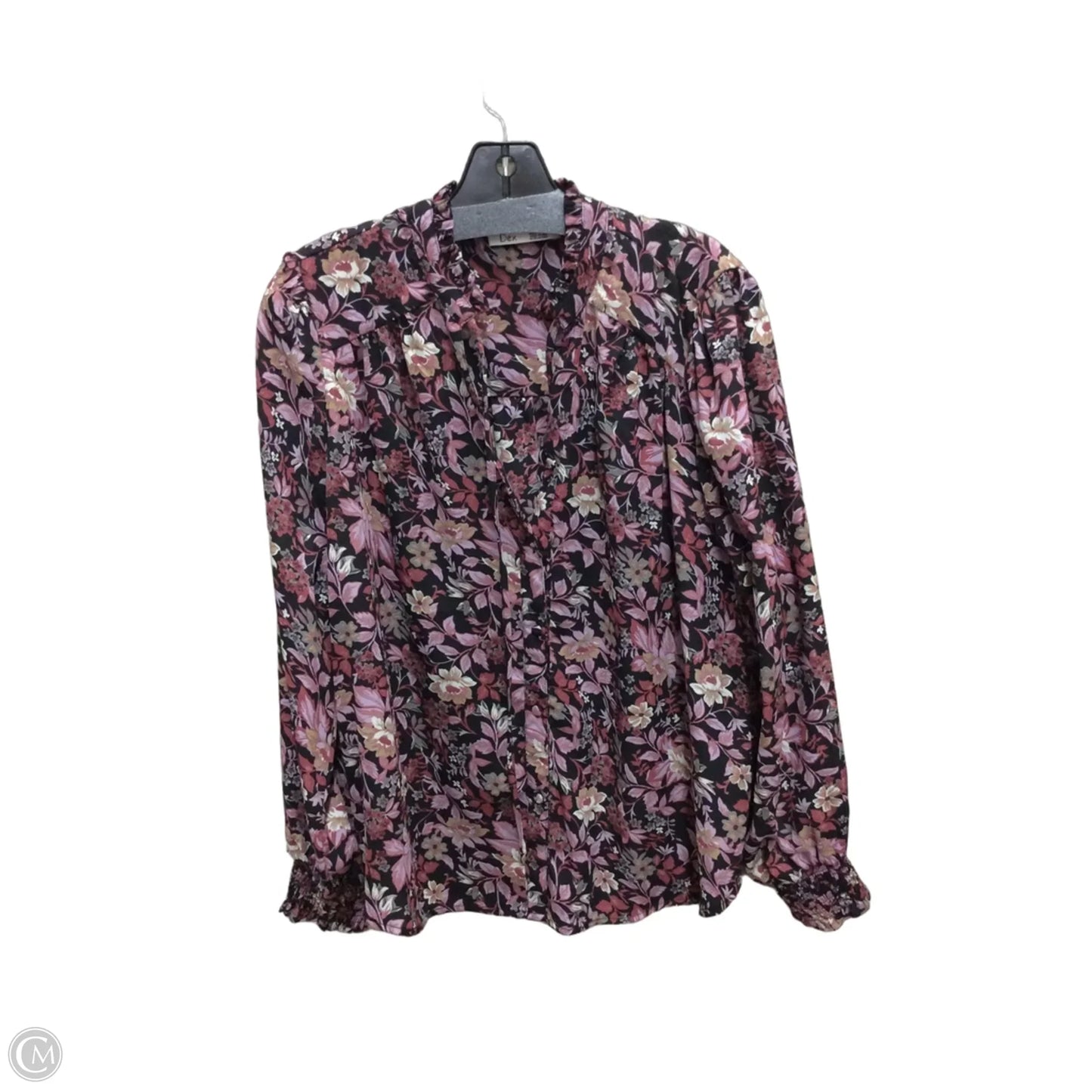 Blouse Long Sleeve By Dex In Black & Purple, Size: 1x