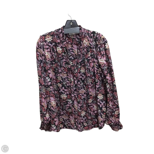 Blouse Long Sleeve By Dex In Black & Purple, Size: 1x