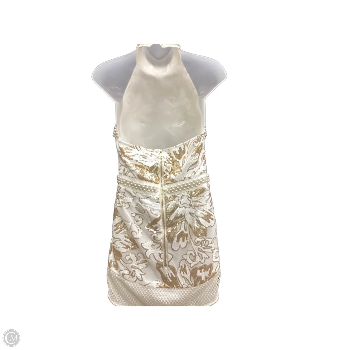 Dress Party Short By Pretty Little Thing In Gold & White, Size: 6