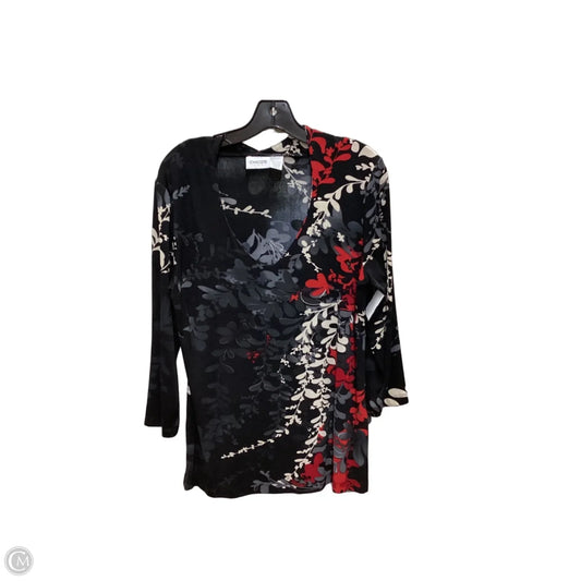 Blouse Long Sleeve By Chicos In Black & Red, Size: L