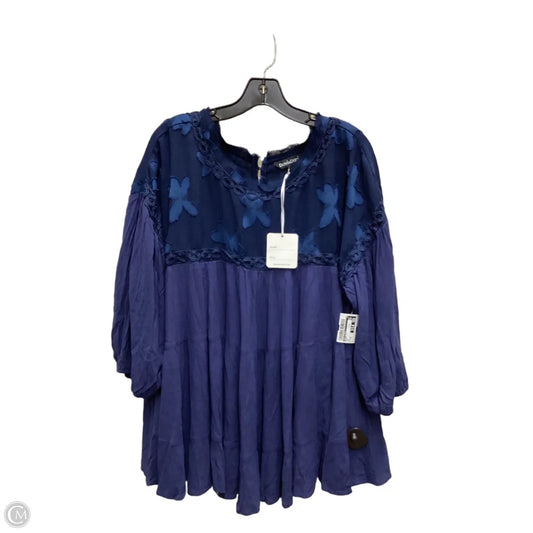 Blouse Long Sleeve By Davi & Dani In Navy, Size: 2x