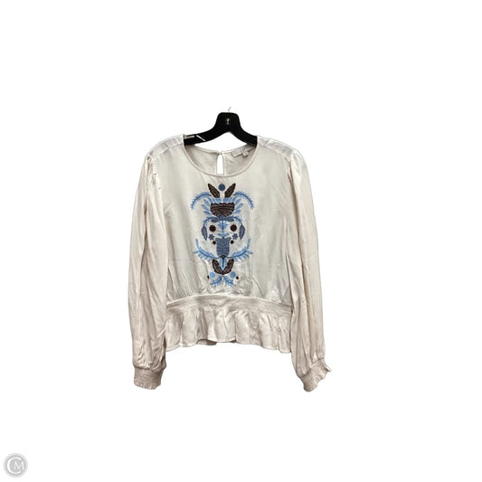 Blouse Long Sleeve By Loft In Cream, Size: L