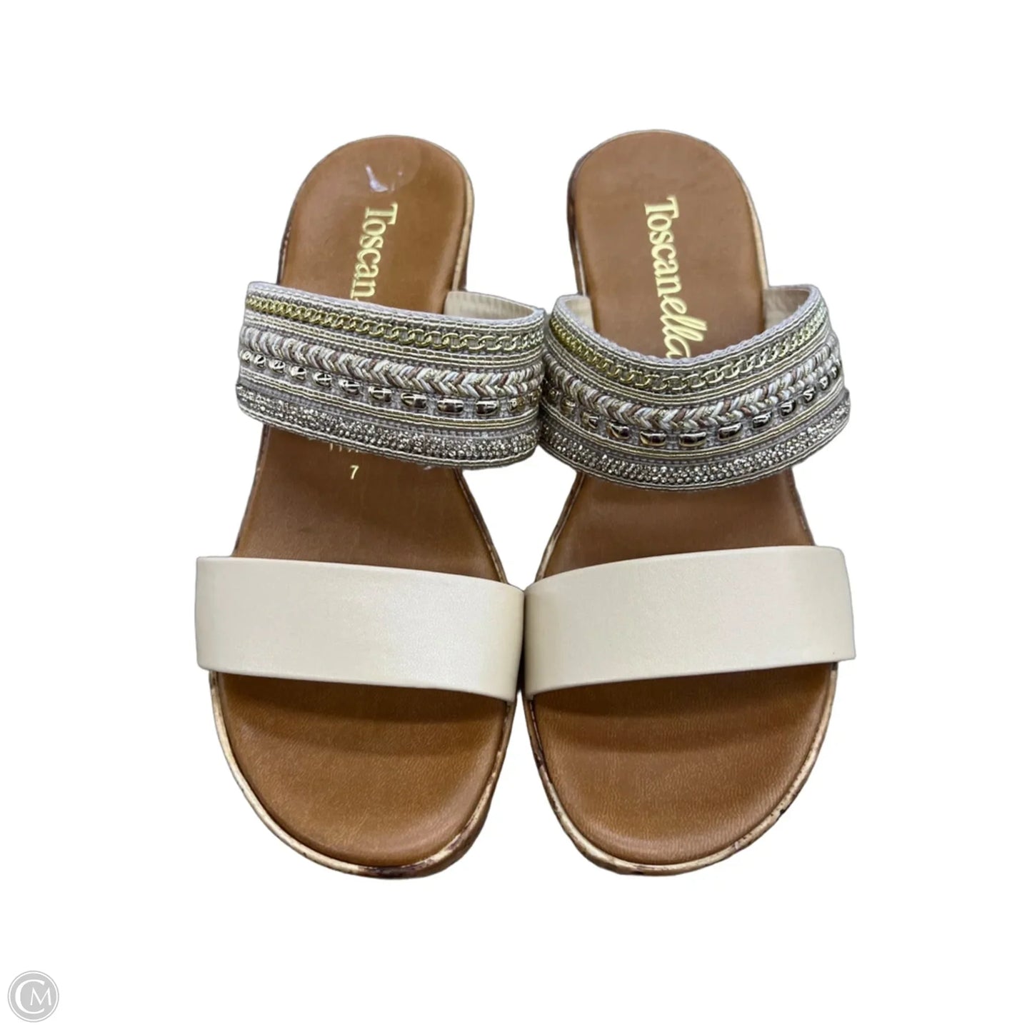 Sandals Heels Wedge By Toscanella In Tan, Size: 7