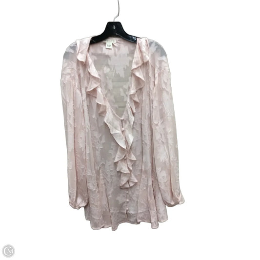 Blouse Long Sleeve By Torrid In Pink, Size: 1x