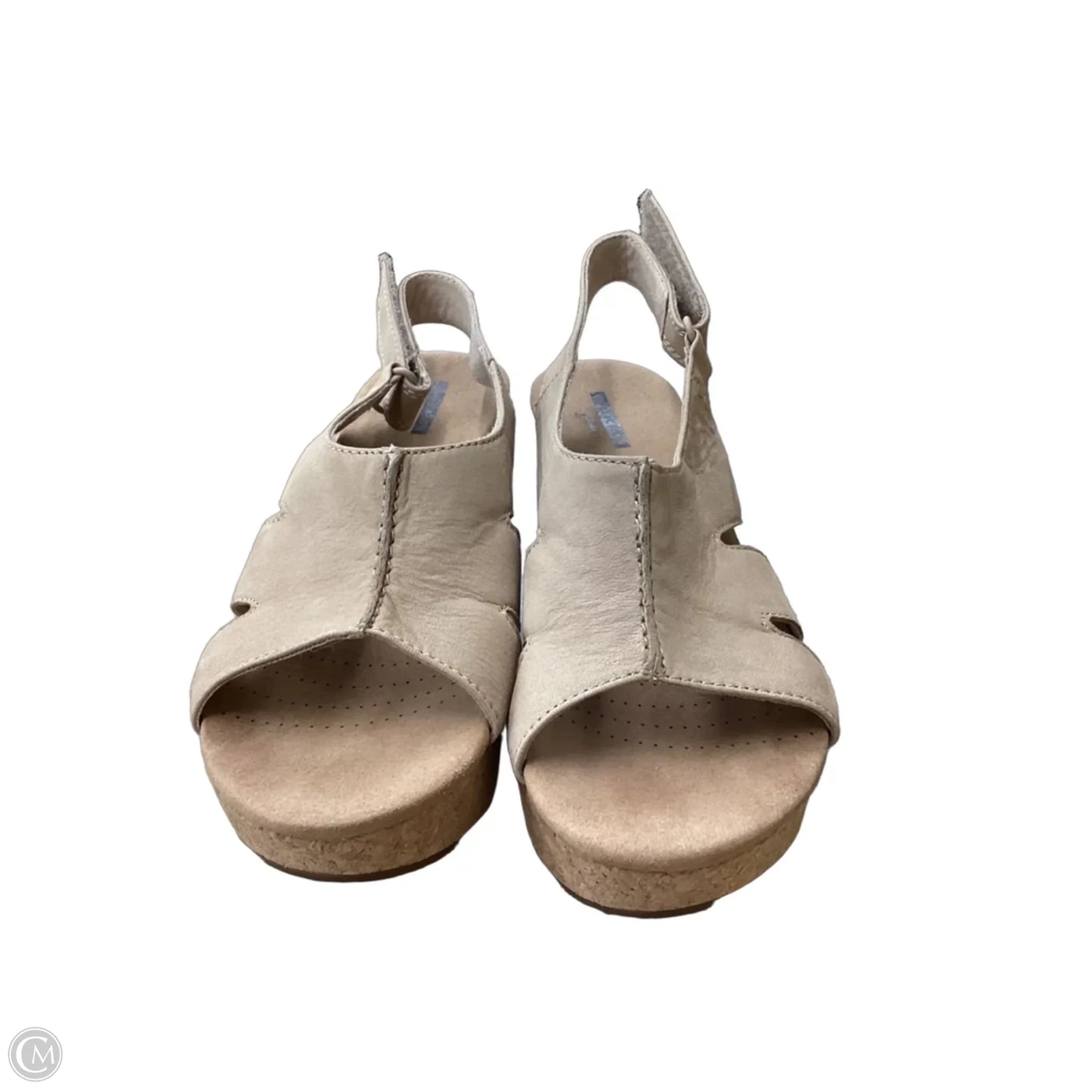 Sandals Heels Wedge By Clarks In Tan, Size: 9