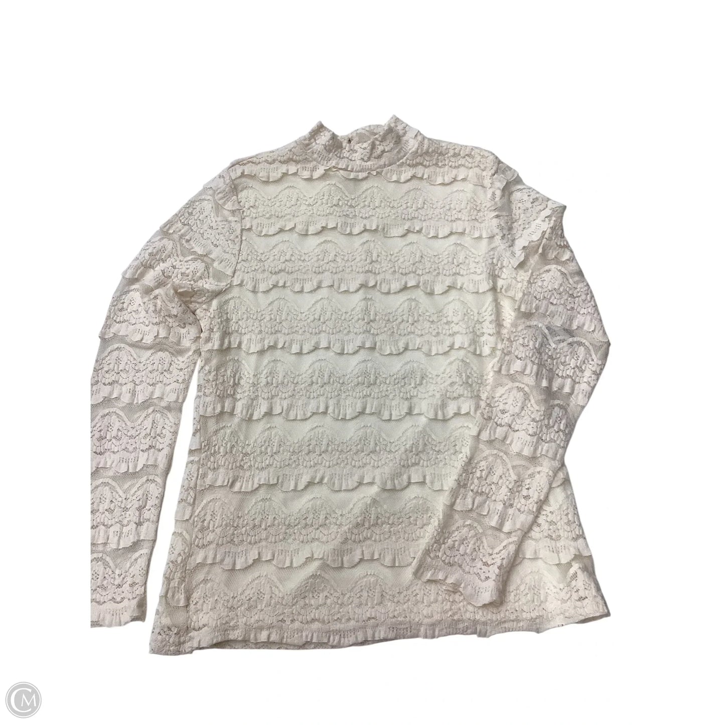 Blouse Long Sleeve By Cable And Gauge In Cream, Size: M