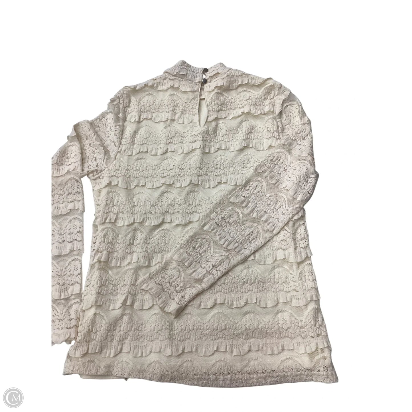 Blouse Long Sleeve By Cable And Gauge In Cream, Size: M