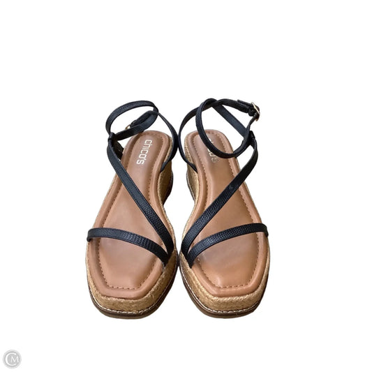 Sandals Heels Wedge By Chicos In Black, Size: 7