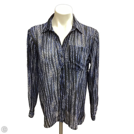 Blouse Long Sleeve By Michael By Michael Kors In Black & Blue, Size: S
