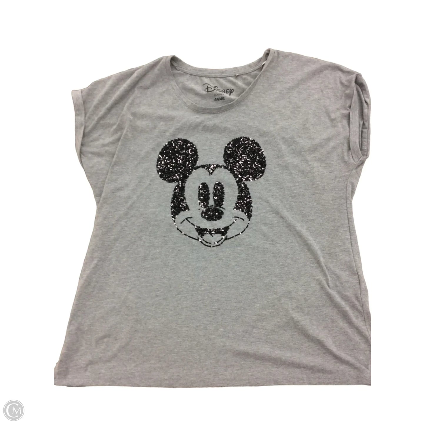 Top Short Sleeve By Disney In Grey, Size: 4x
