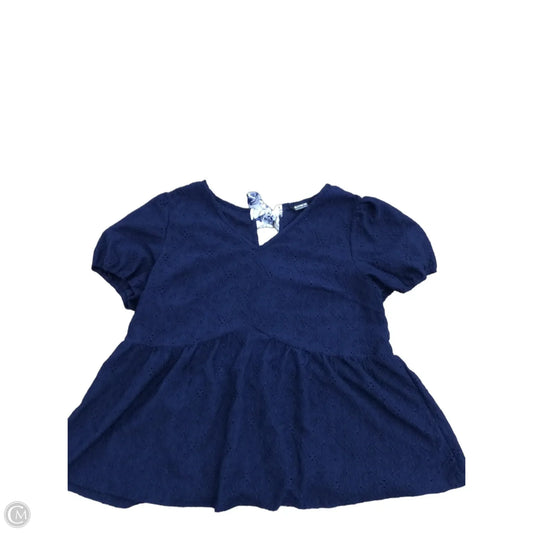 Top Short Sleeve By Bloomchic In Navy, Size: 18