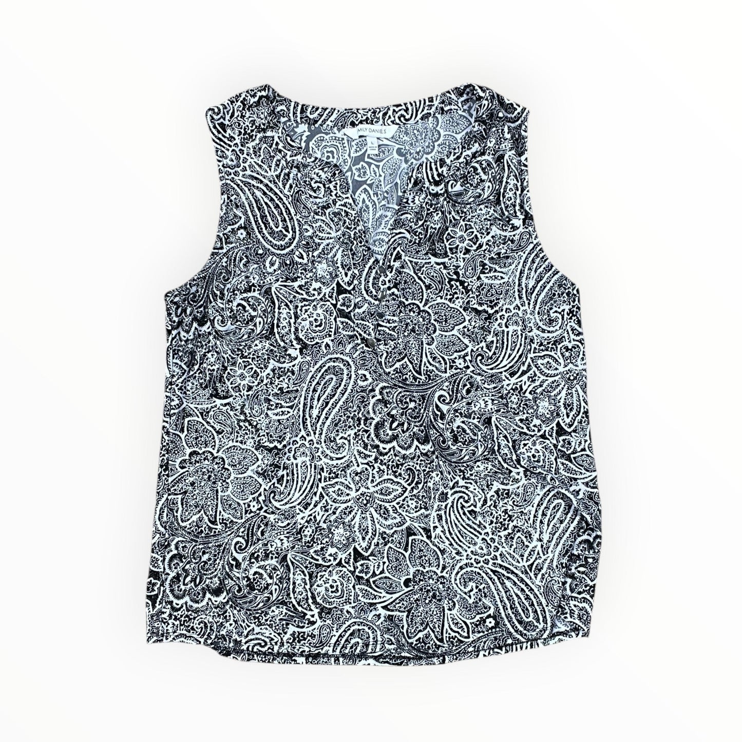 Top Sleeveless By Emily Daniels In Black & White, Size:L