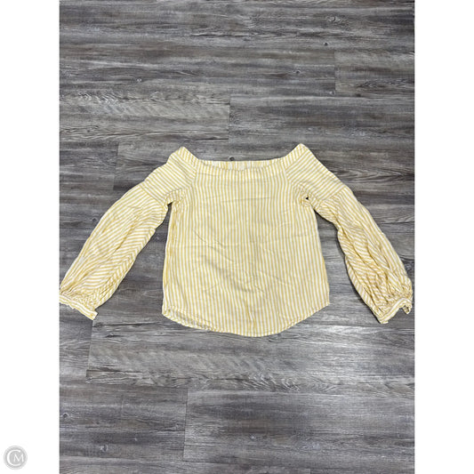 Top 3/4 Sleeve By Maeve In White & Yellow, Size: Xs