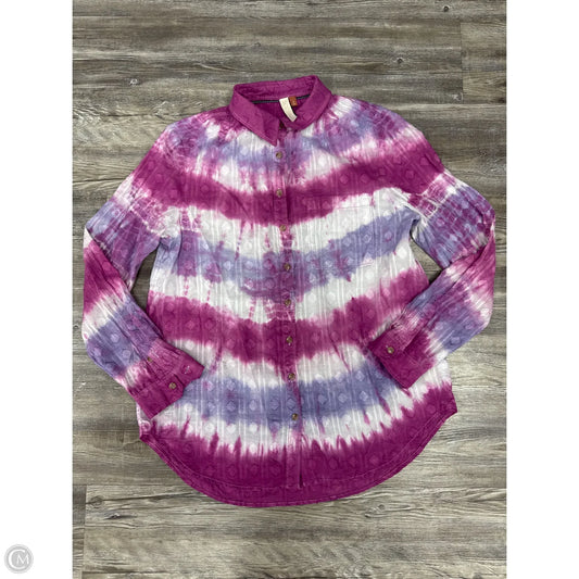 Top Long Sleeve By Pilcro In Pink & White, Size: M