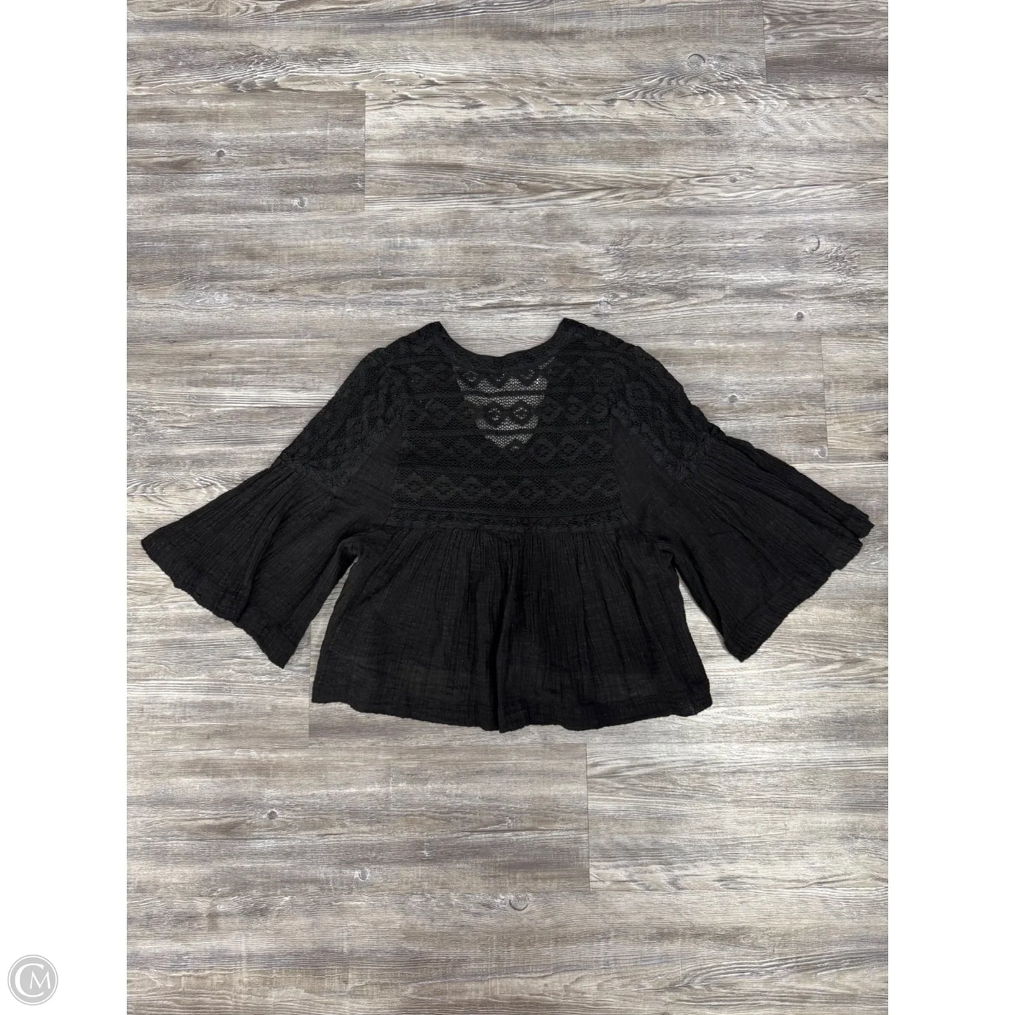 Top 3/4 Sleeve By Free People In Black, Size: Xs