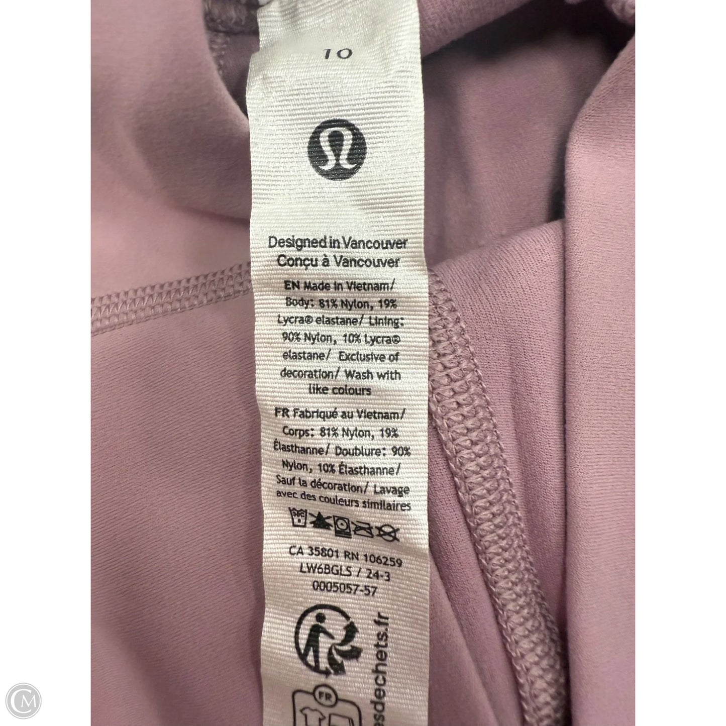 Athletic Leggings By Lululemon In Purple, Size: 10