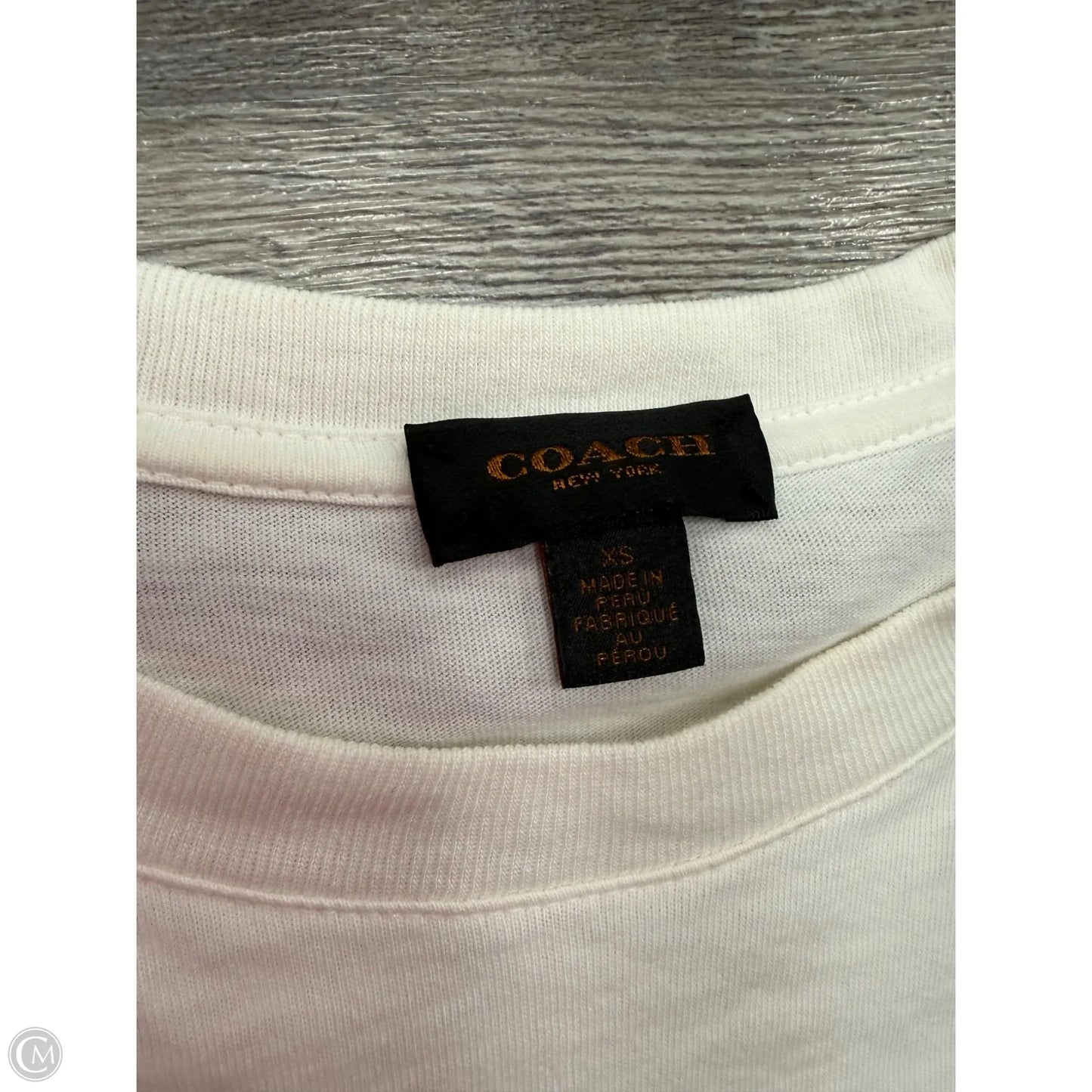 Top Short Sleeve Designer By Coach In White, Size: Xs