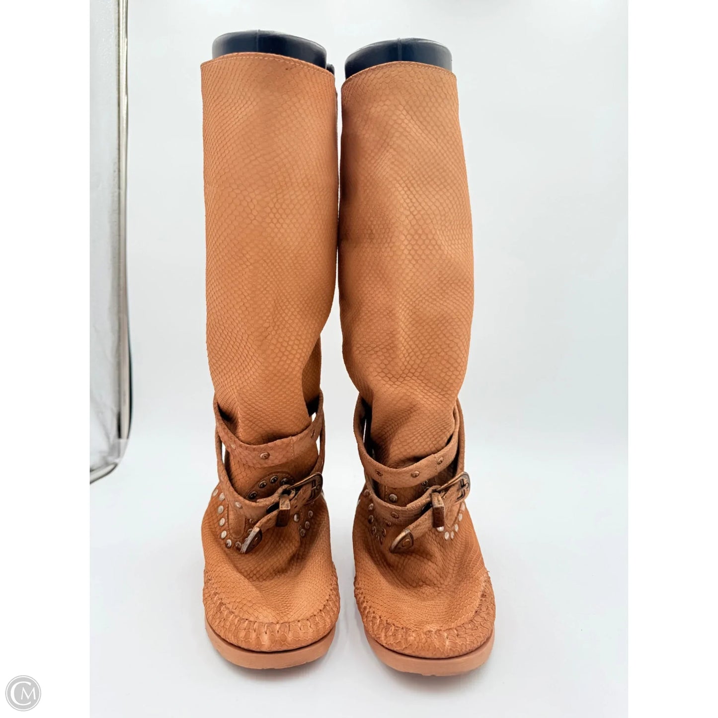 Boots Mid-calf Flats By Karma of Charme In Brown, Size: 9.5