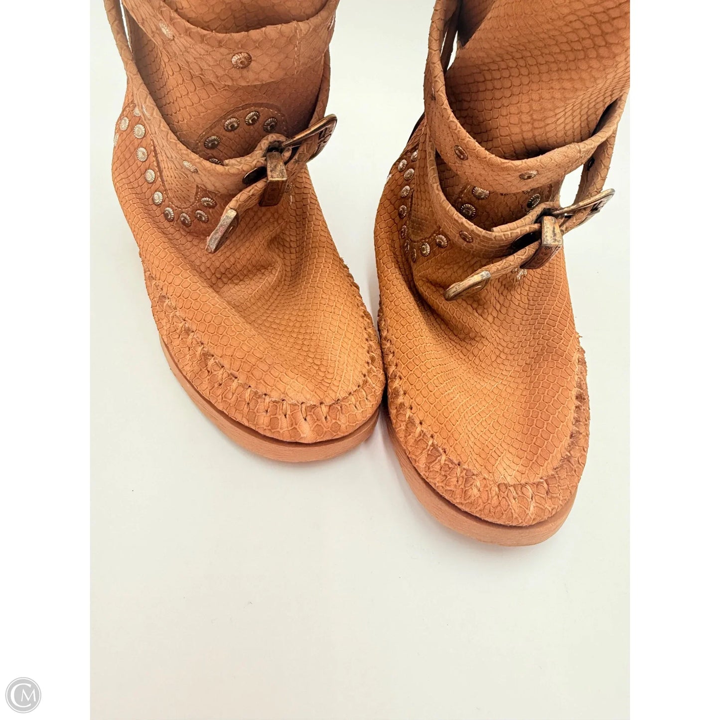 Boots Mid-calf Flats By Karma of Charme In Brown, Size: 9.5