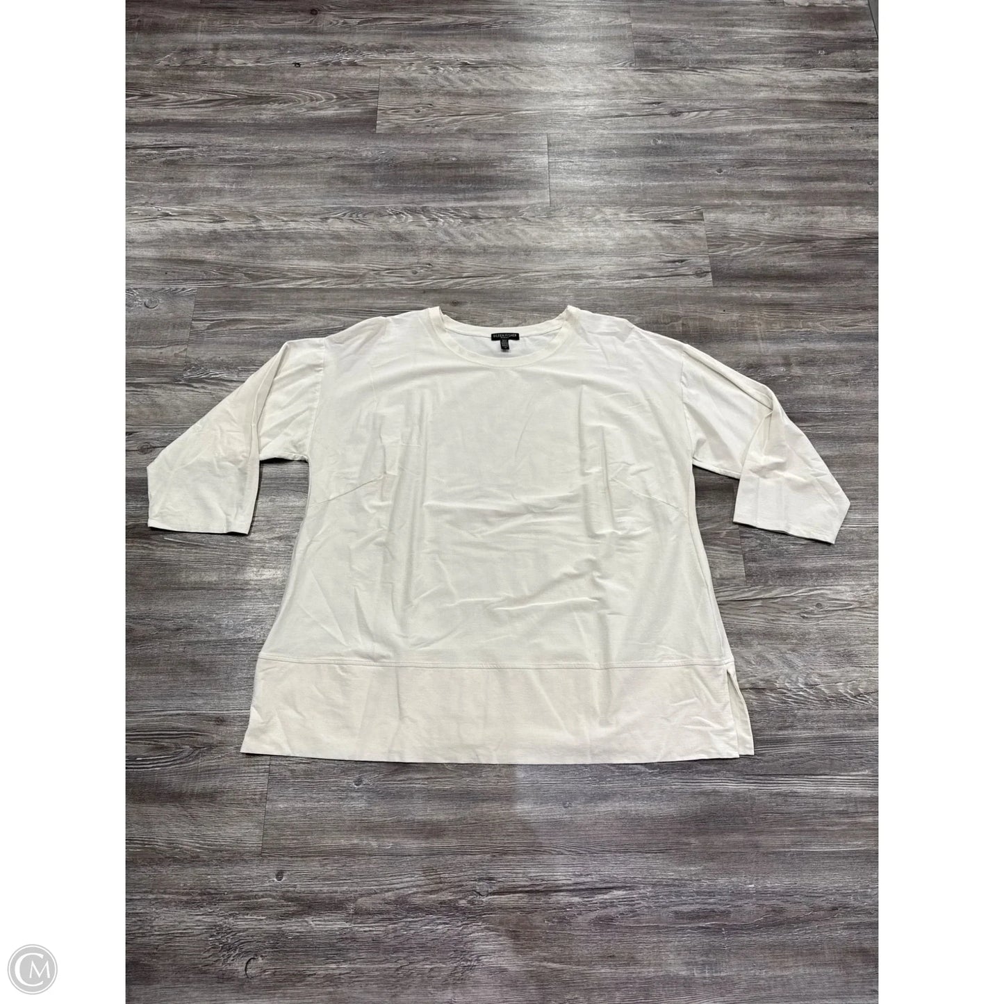 Top Long Sleeve By Eileen Fisher In White, Size: 1x