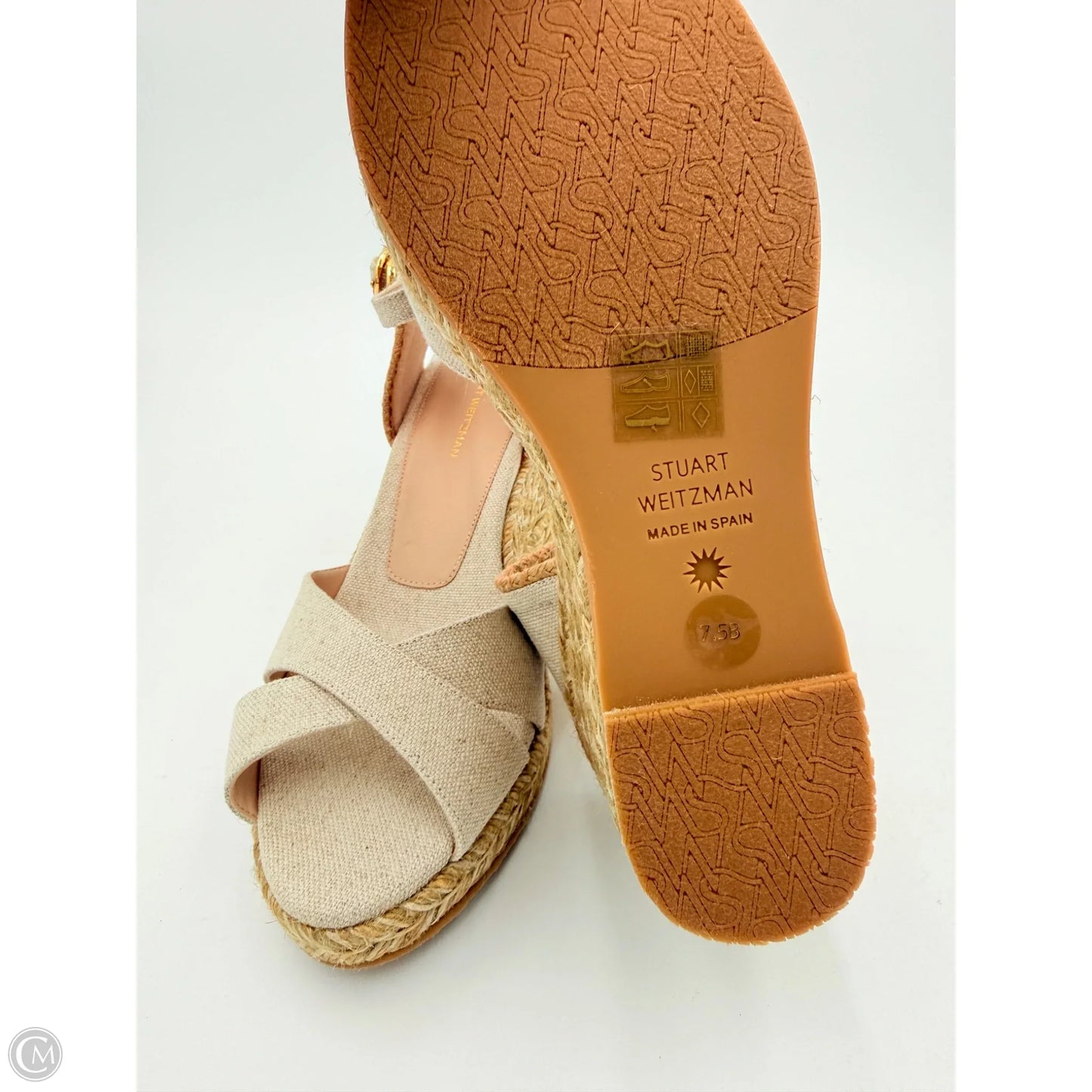 Sandals Designer By Stuart Weitzman In Tan & White, Size: 7.5