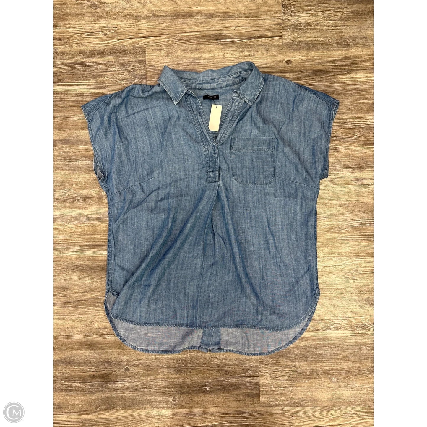 Top Short Sleeve By Talbots In Blue Denim, Size: Mp