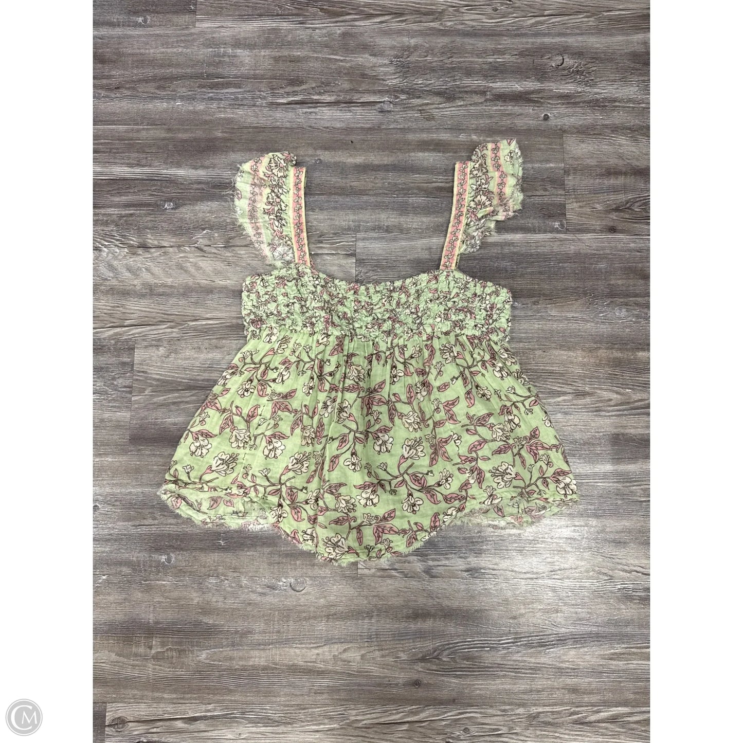 Top Sleeveless By Free People In Green & Pink, Size: S